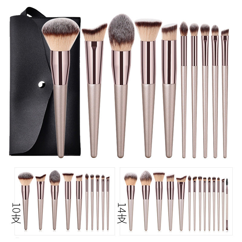 10 Champagne Gold Makeup Brush Set Loose Powder Flame Brush 14 Eye Shadow Brush Beauty Tools Manufacturer