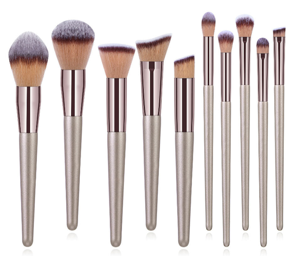 10 Champagne Gold Makeup Brush Set Loose Powder Flame Brush 14 Eye Shadow Brush Beauty Tools Manufacturer