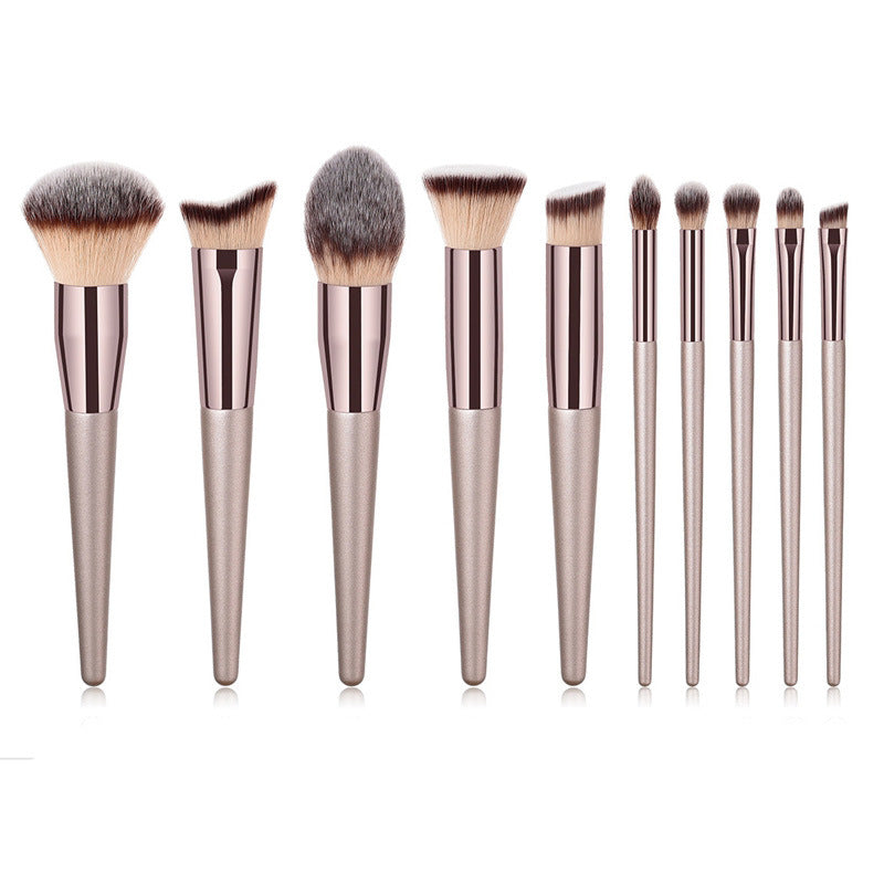 10 Champagne Gold Makeup Brush Set Loose Powder Flame Brush 14 Eye Shadow Brush Beauty Tools Manufacturer