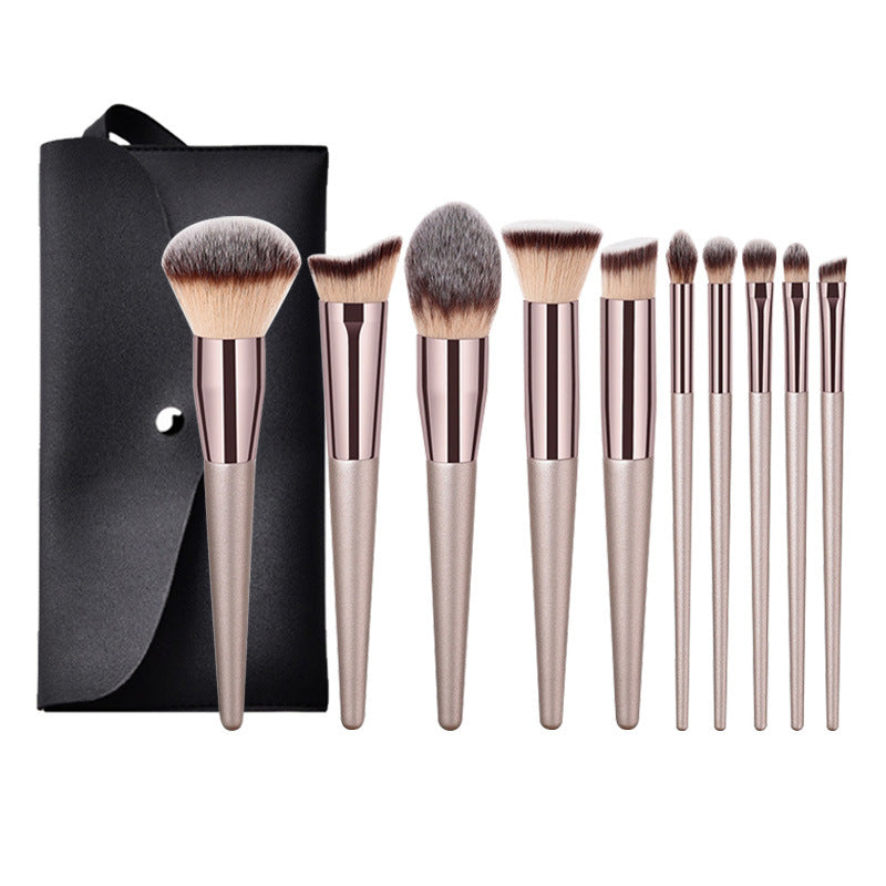 10 Champagne Gold Makeup Brush Set Loose Powder Flame Brush 14 Eye Shadow Brush Beauty Tools Manufacturer