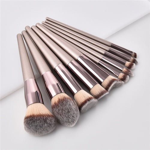 10 Champagne Gold Makeup Brush Set Loose Powder Flame Brush 14 Eye Shadow Brush Beauty Tools Manufacturer